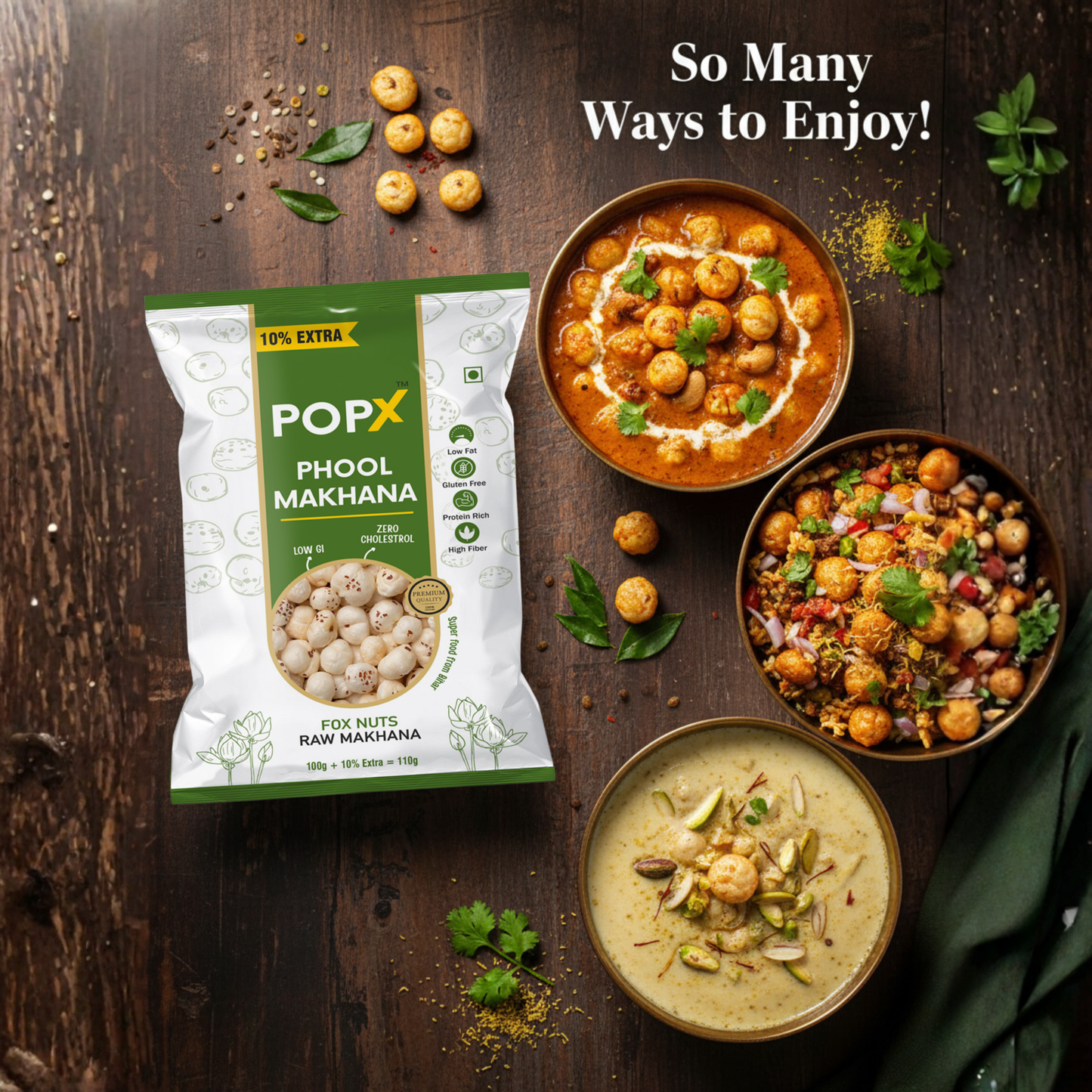 POPX Premium Phool Makhana (Family Combo Pack of 5 | 600g)