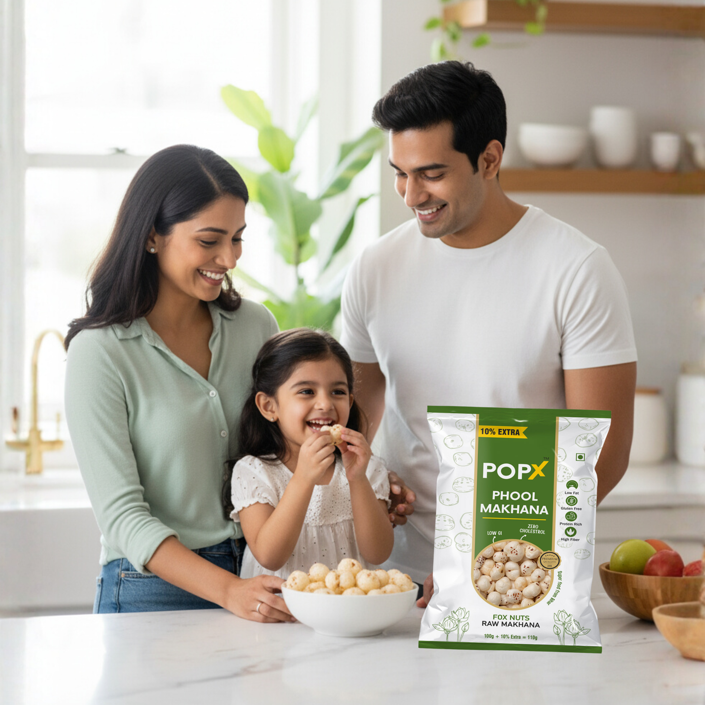 POPX Premium Phool Makhana (Family Combo Pack of 5 | 600g)